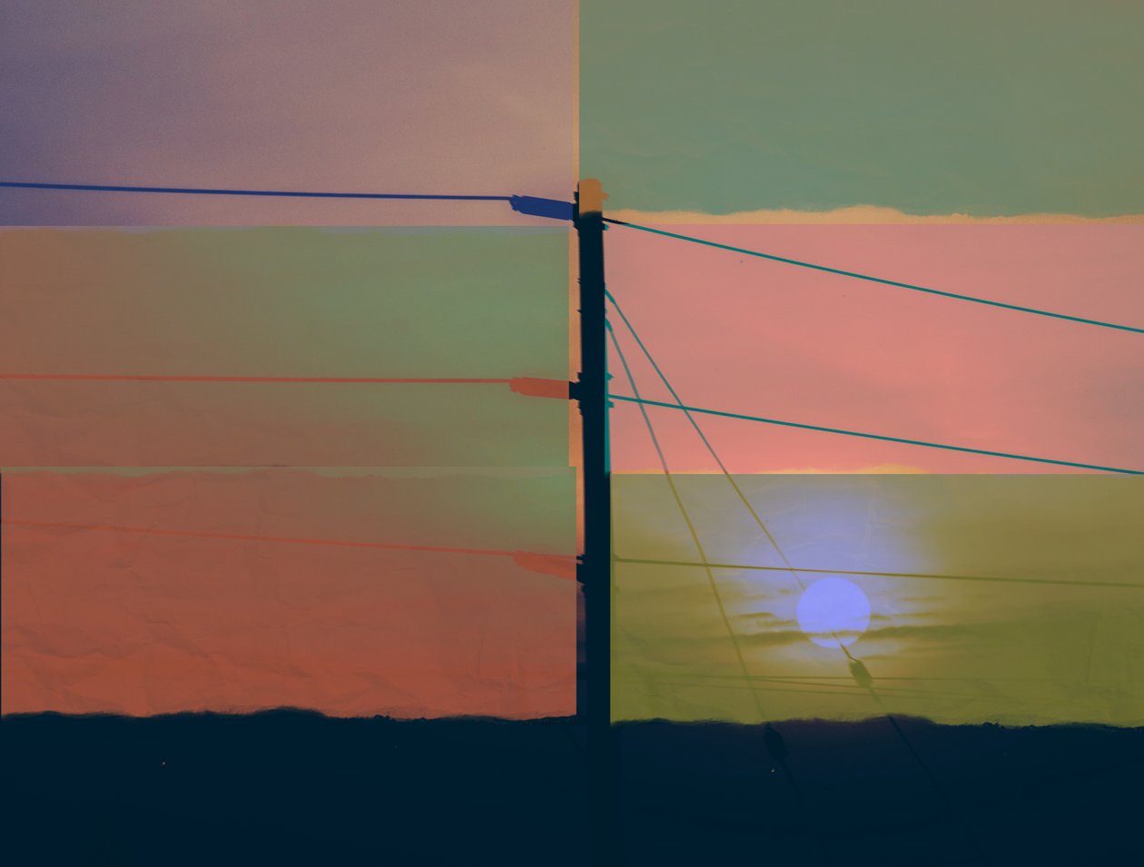 lyd, 2019,(collage;montage;overmalet) af Alex Caminker