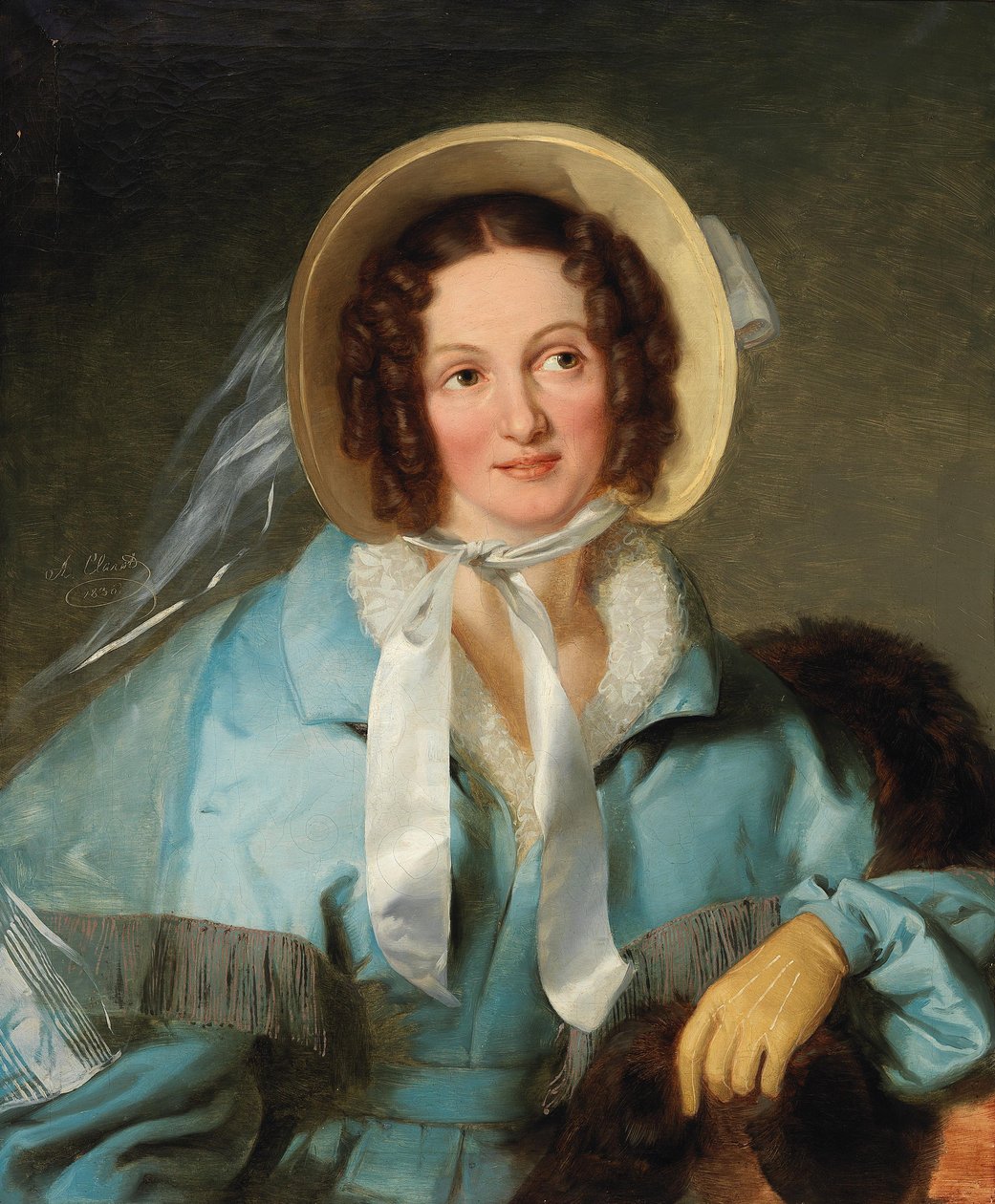 Portræt af en dame i hat af Alexander Clarot