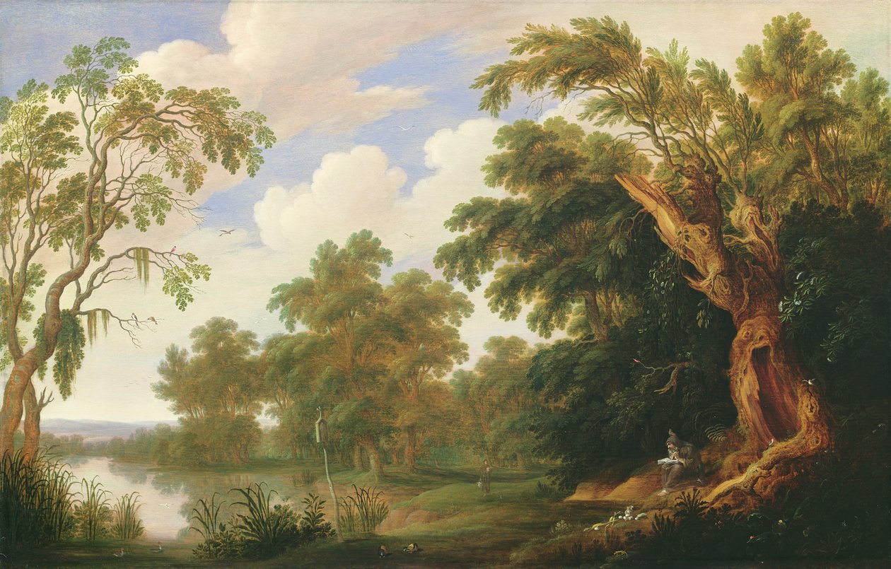 St. Paul besøger St. Anthony i et skovklædt landskab, 1600-tallet af Alexander Keirincx