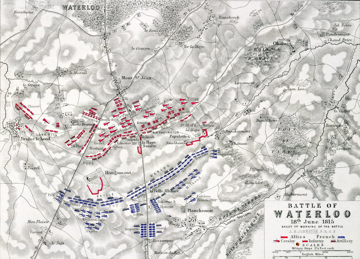 Slaget ved Waterloo, 18. juni 1815, ark 1. (se også 193243) af Alexander Keith Johnston