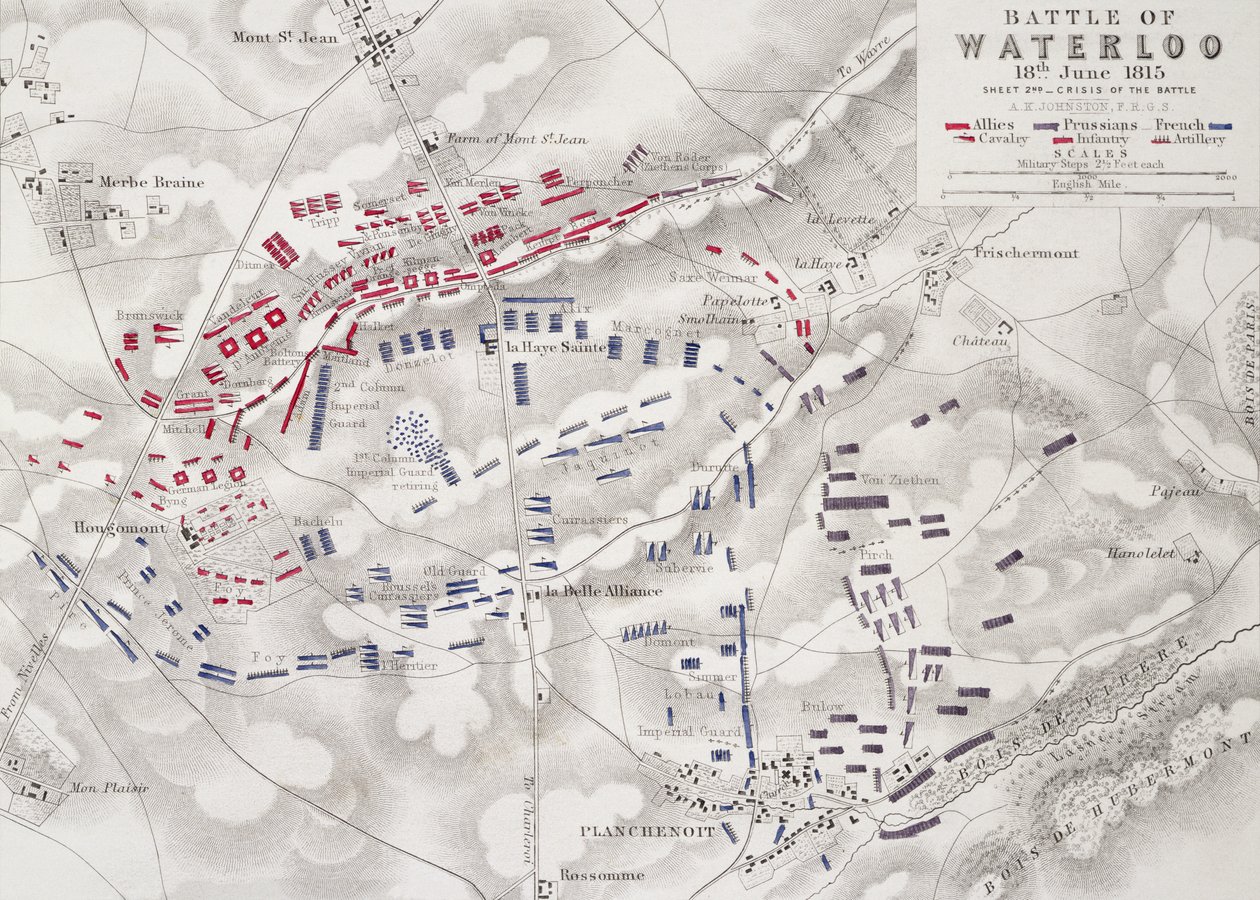 Slaget ved Waterloo, 18. juni 1815, ark 2., Krise i slaget (se også 101886) af Alexander Keith Johnston
