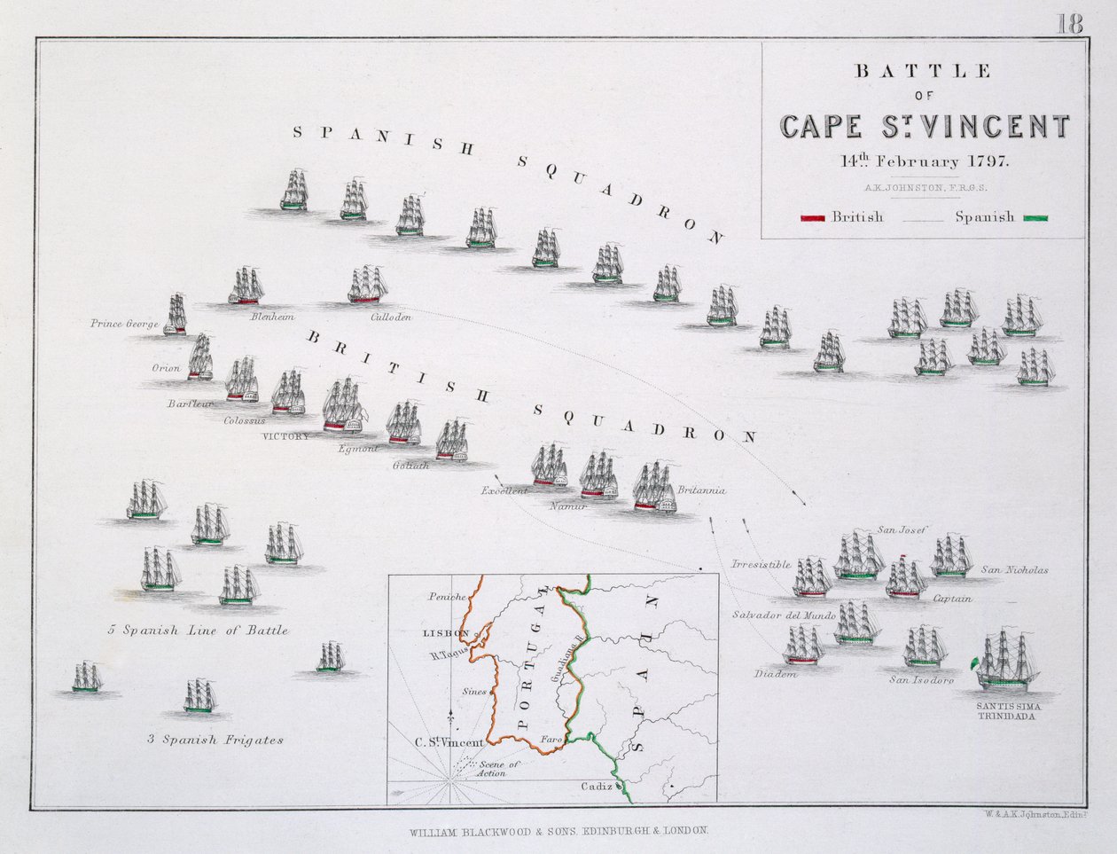 Plan for slaget ved Kap St. Vincent, 14. februar 1797, ca. 1830