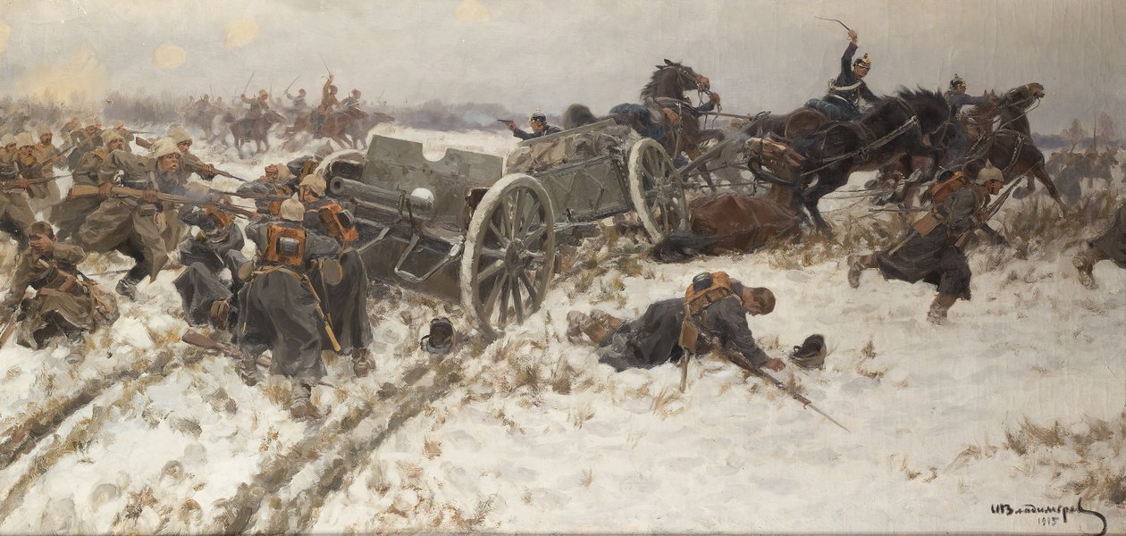 Militær træfning, 1915 af Alexander Alexeyevich Alexeyev