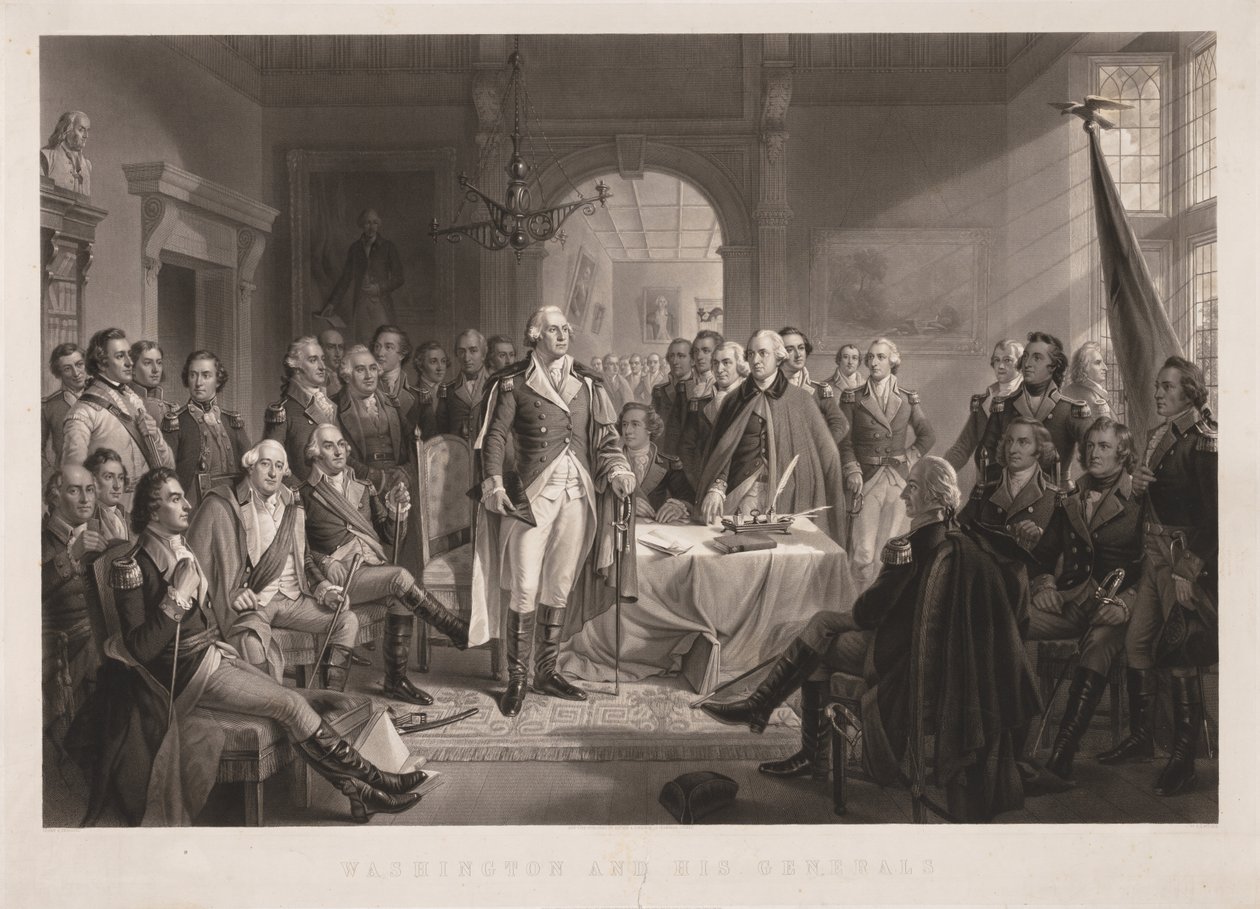 Washington og hans generaler med Key af Alexander Hay Ritchie