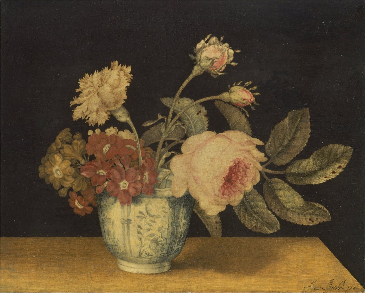 Blomster i en Delft -krukke af Alexander Marshal