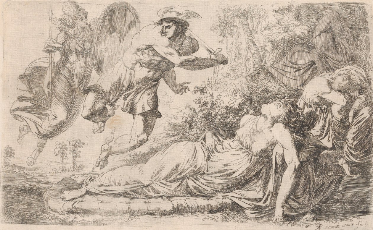 Perseus og den sovende medusa, 1774. af Alexander Runciman