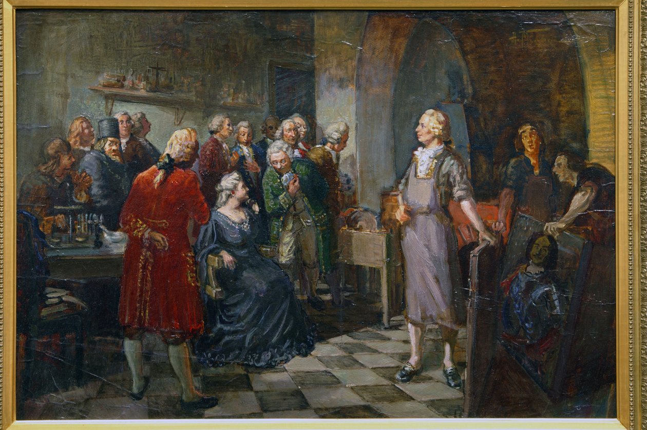 Kejserinde Elizabeth af Rusland besøger M.Lomonosov af Alexander Vladimirovich Makovsky
