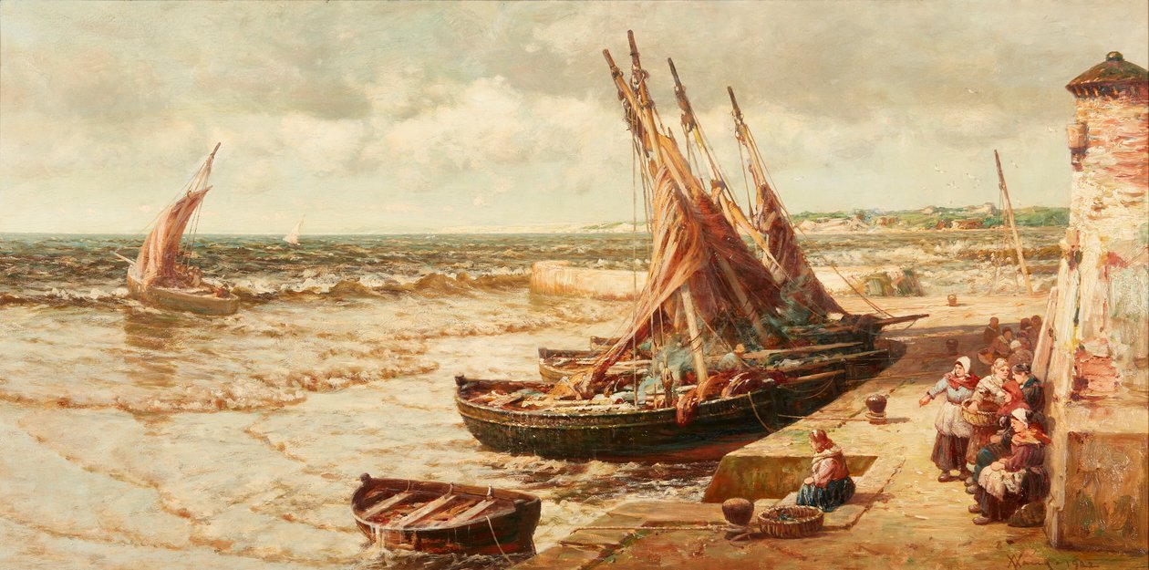 St. Monance Harbor (olie på lærred) af Alexander Young