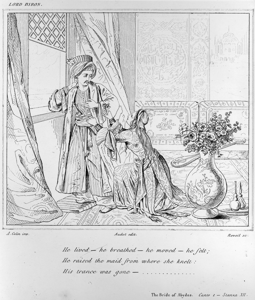 Scene fra The Bride of Abydos af Lord Byron af Alexandre Marie Colin