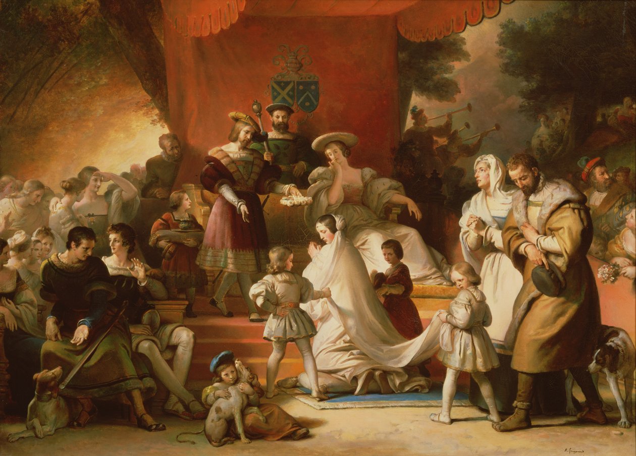 Kroning af en ung pige af Alexandre Evariste Fragonard