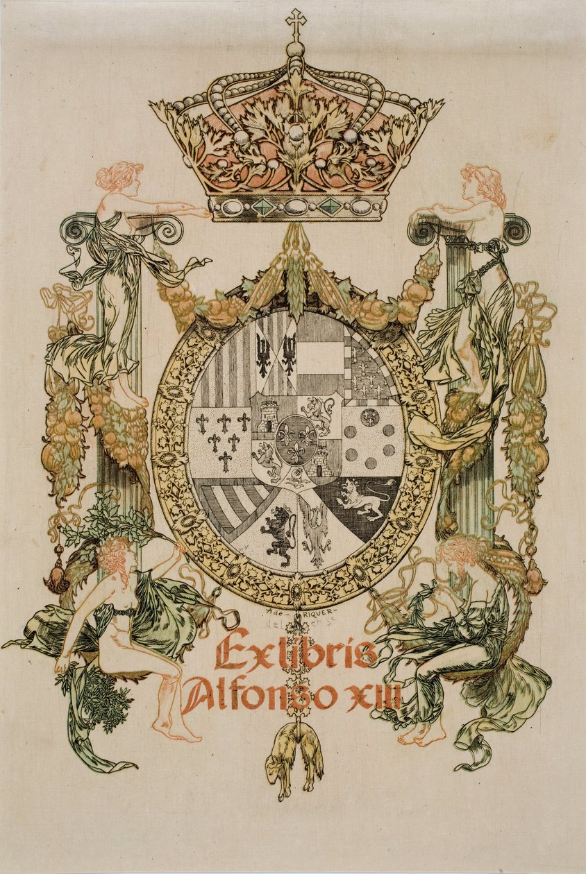 Bogplade af Alfons XIII af Alexandre de Riquer