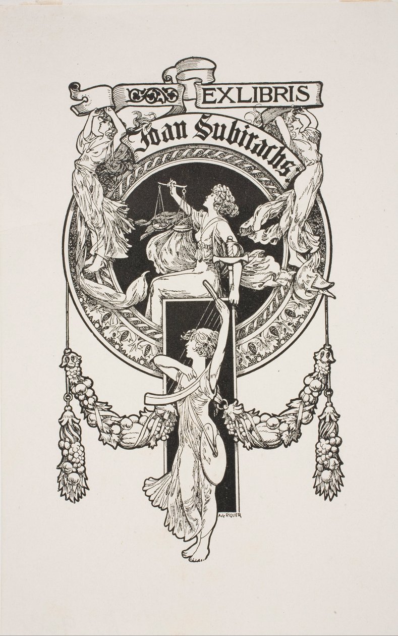 Bogplade af Joan Subirachs af Alexandre de Riquer