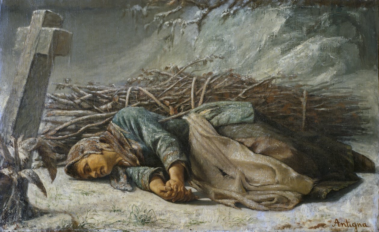 Den fattige kvinde, 1857 af Alexandre Antigna