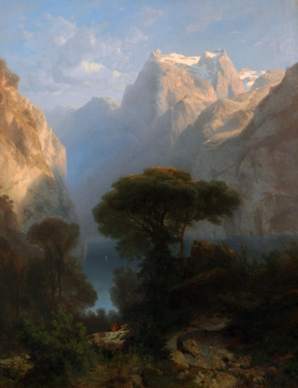 Tysk: Vierwaldstätter See Lake Lucerne (1853) af Alexandre Calame