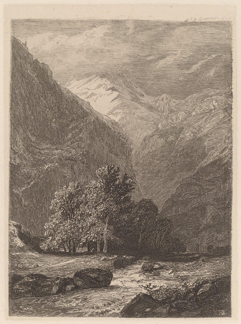 Bjergstrøm af Alexandre Calame