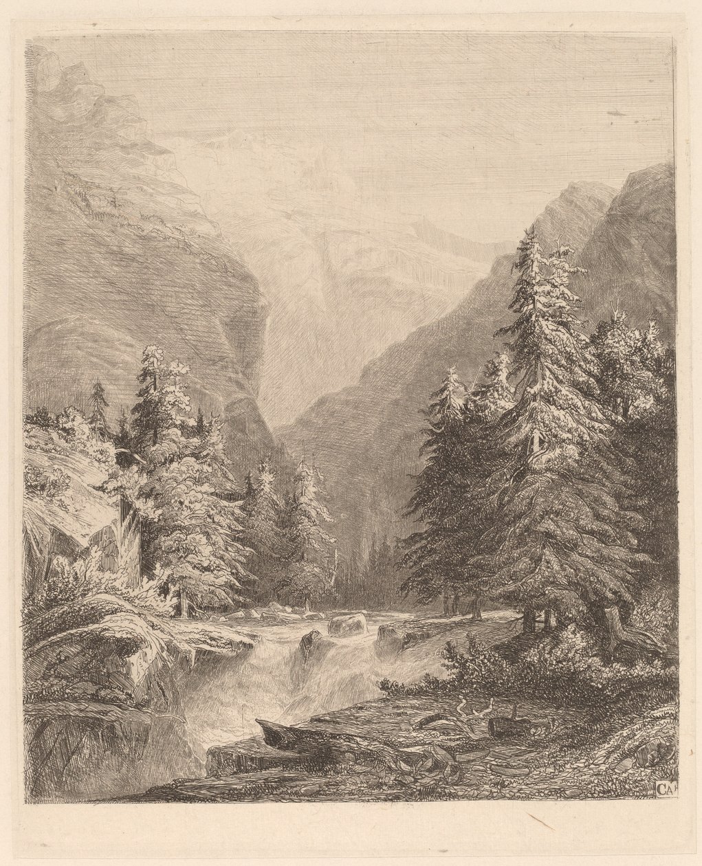 Bjerg vandfald af Alexandre Calame