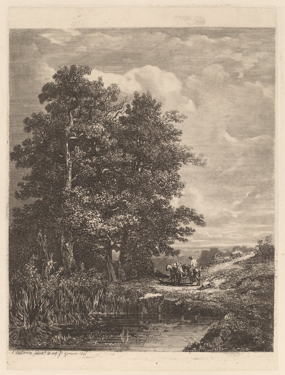 Ryttere ved en Dam af Alexandre Calame