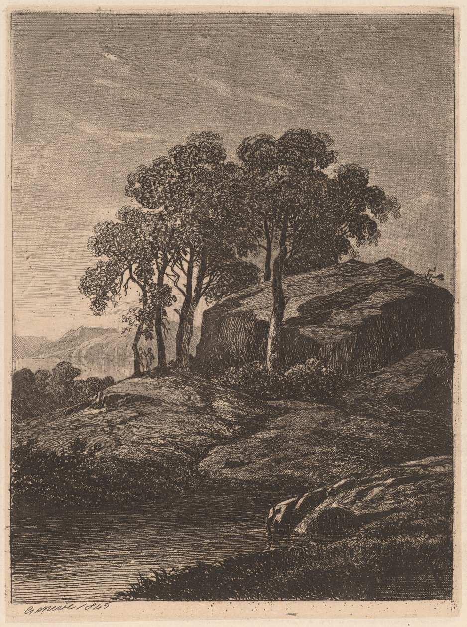 Træer ved en klippe af Alexandre Calame