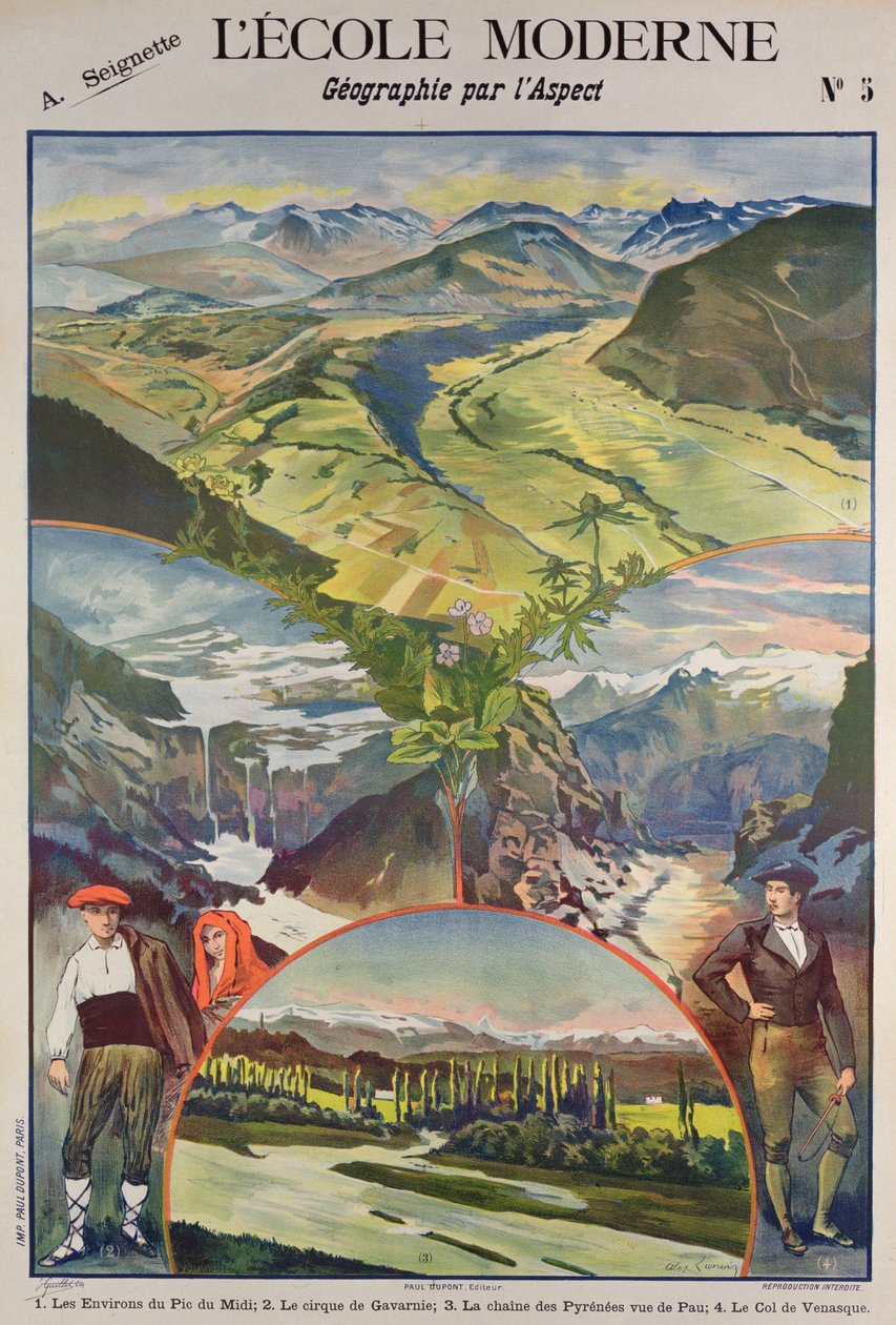 Pyrenæerne plakat (farve litho) af Alexandre Lunois