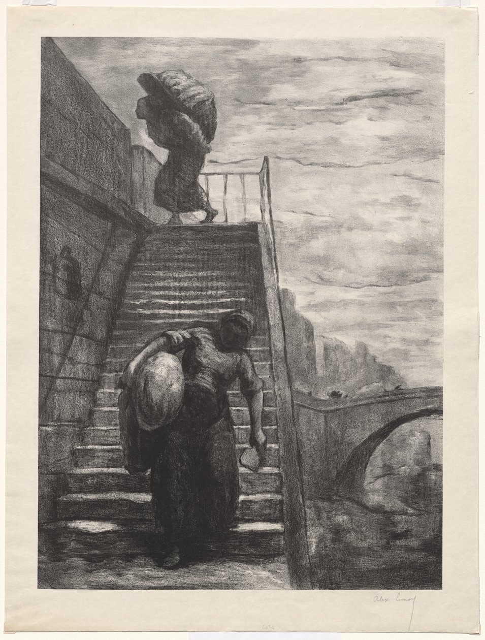 Vaskekvinder, der går ned ad en Quai-trappe af Alexandre Lunois