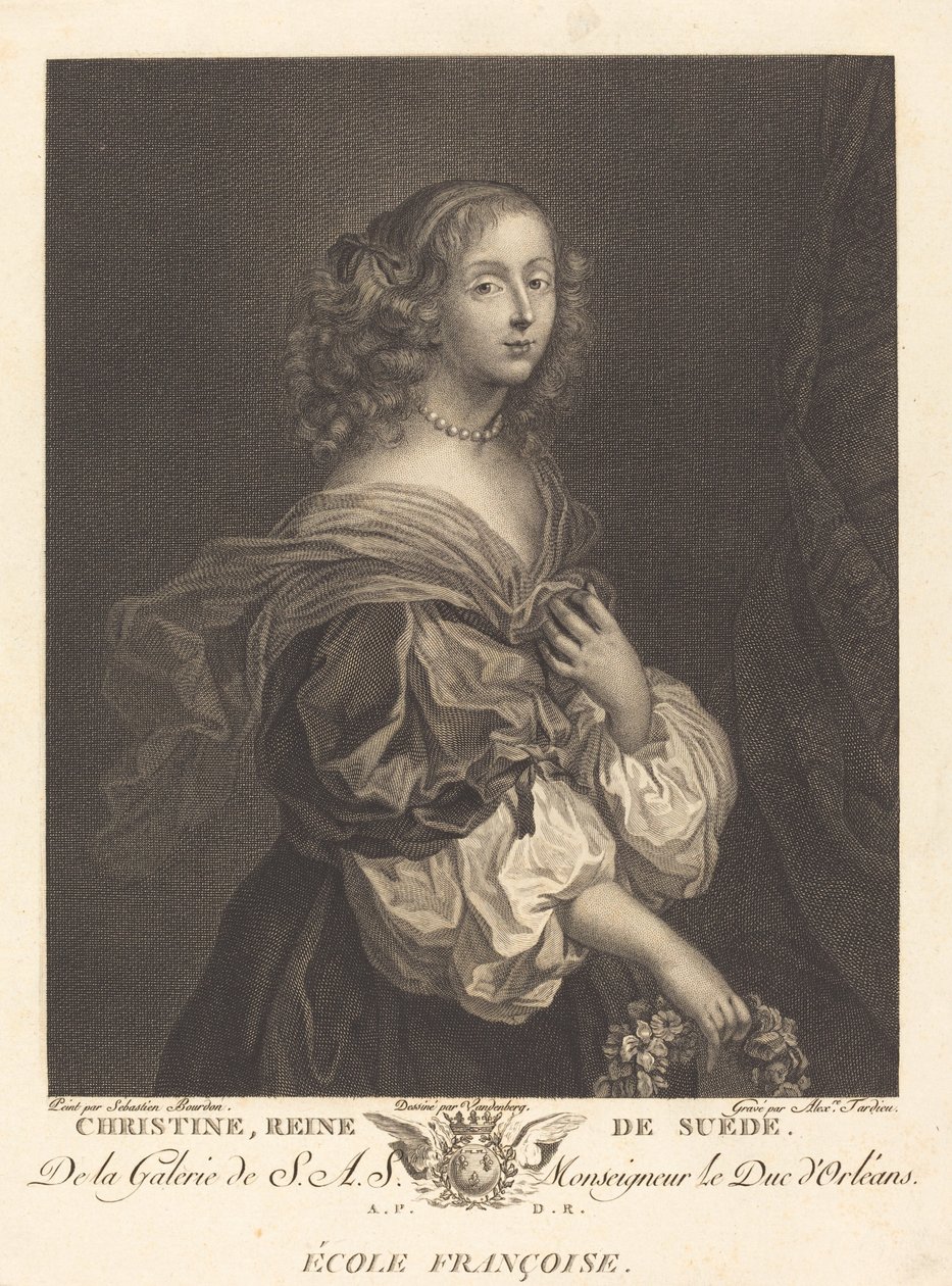 Dronning Christina af Sverige af Alexandre Tardieu after Sébastien Bourdon after Charles Auguste van den Berghe