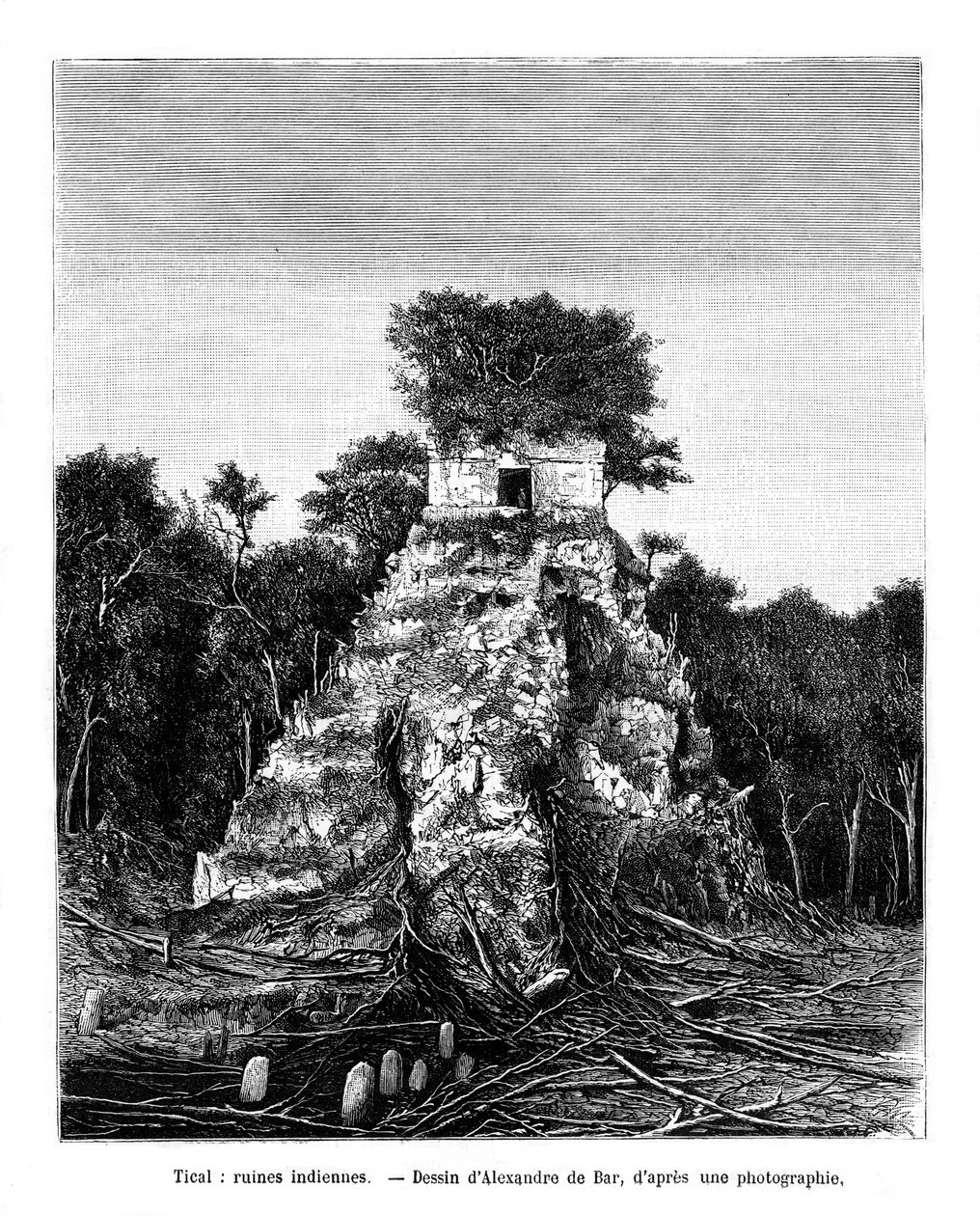 Maya-ruiner, Tikal, Guatemala, 1800-tallet af Alexandre de Bar