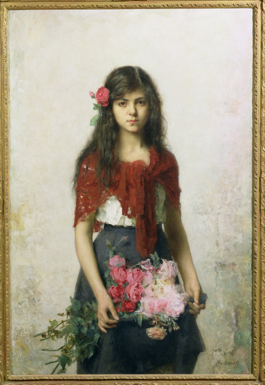 Blomstersælgeren af Alexei Alexevich Harlamoff