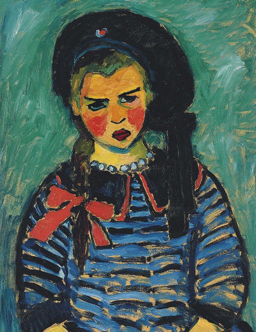 Pige med rød sløjfe af Alexej von Jawlensky