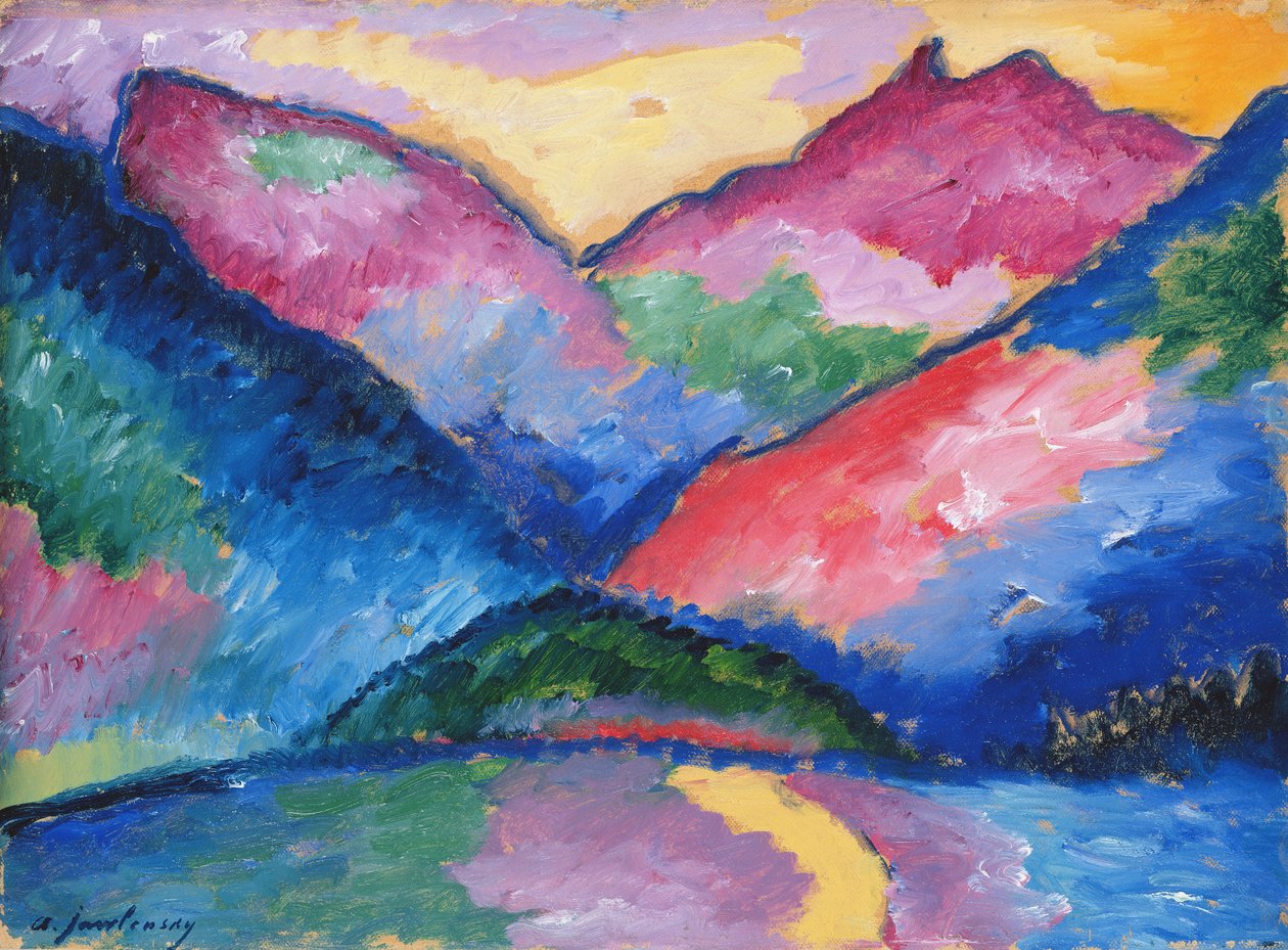 The Oy Valley, 1910 (olie på pap) af Alexej von Jawlensky
