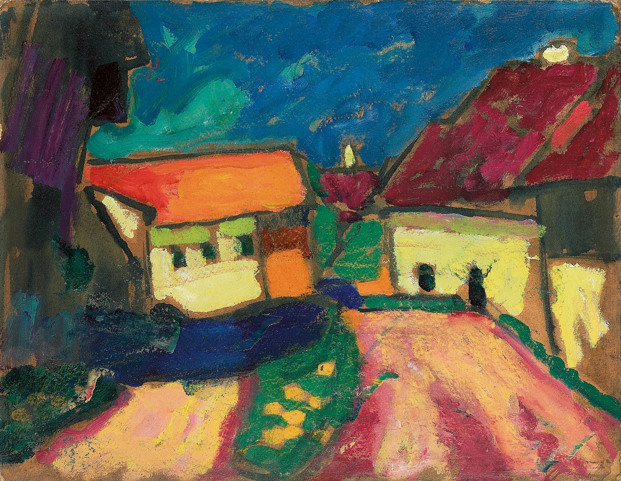 Landskabsstudie, Landsbyvej, ca. 1908 af Alexej von Jawlensky