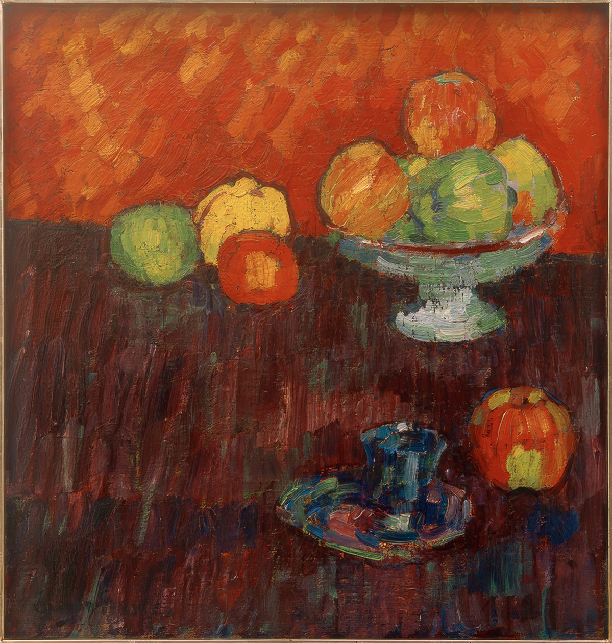Stilleben med æbler og blå kop af Alexej von Jawlensky