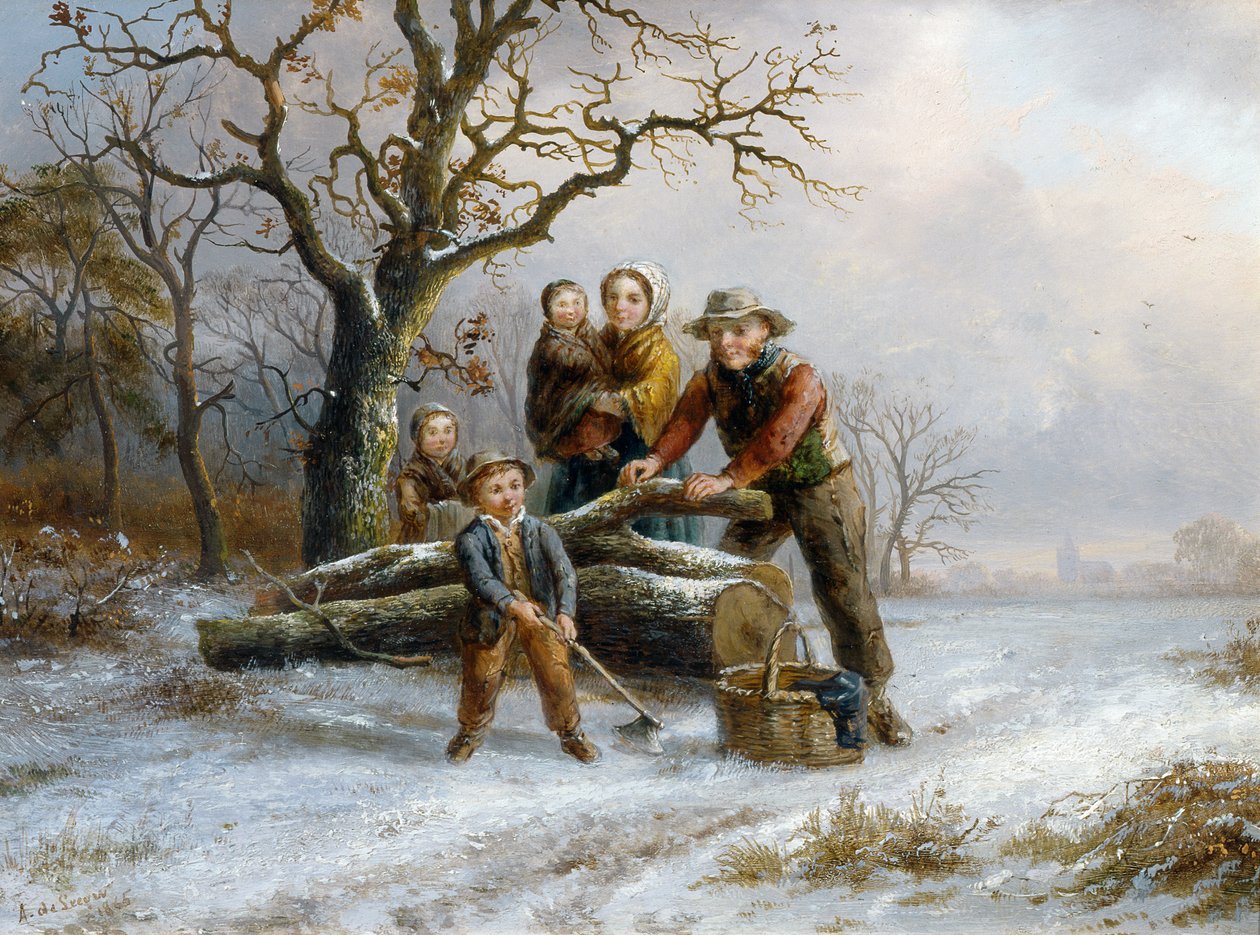At hugge brænde, 1865 (par 98605) af Alexis de Leeuw