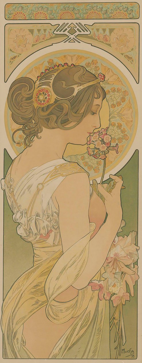 Primrose, 1899. af Alfons Marie Mucha