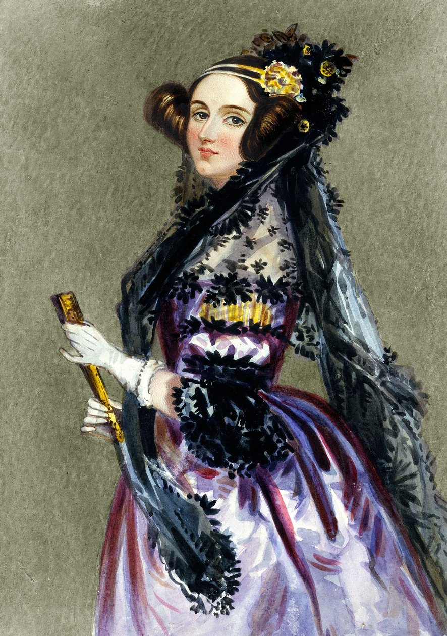 Portræt af Augusta Ada King (1815 - 1852), grevinde af Lovelace (farvegravering). af Alfred Edward Chalon