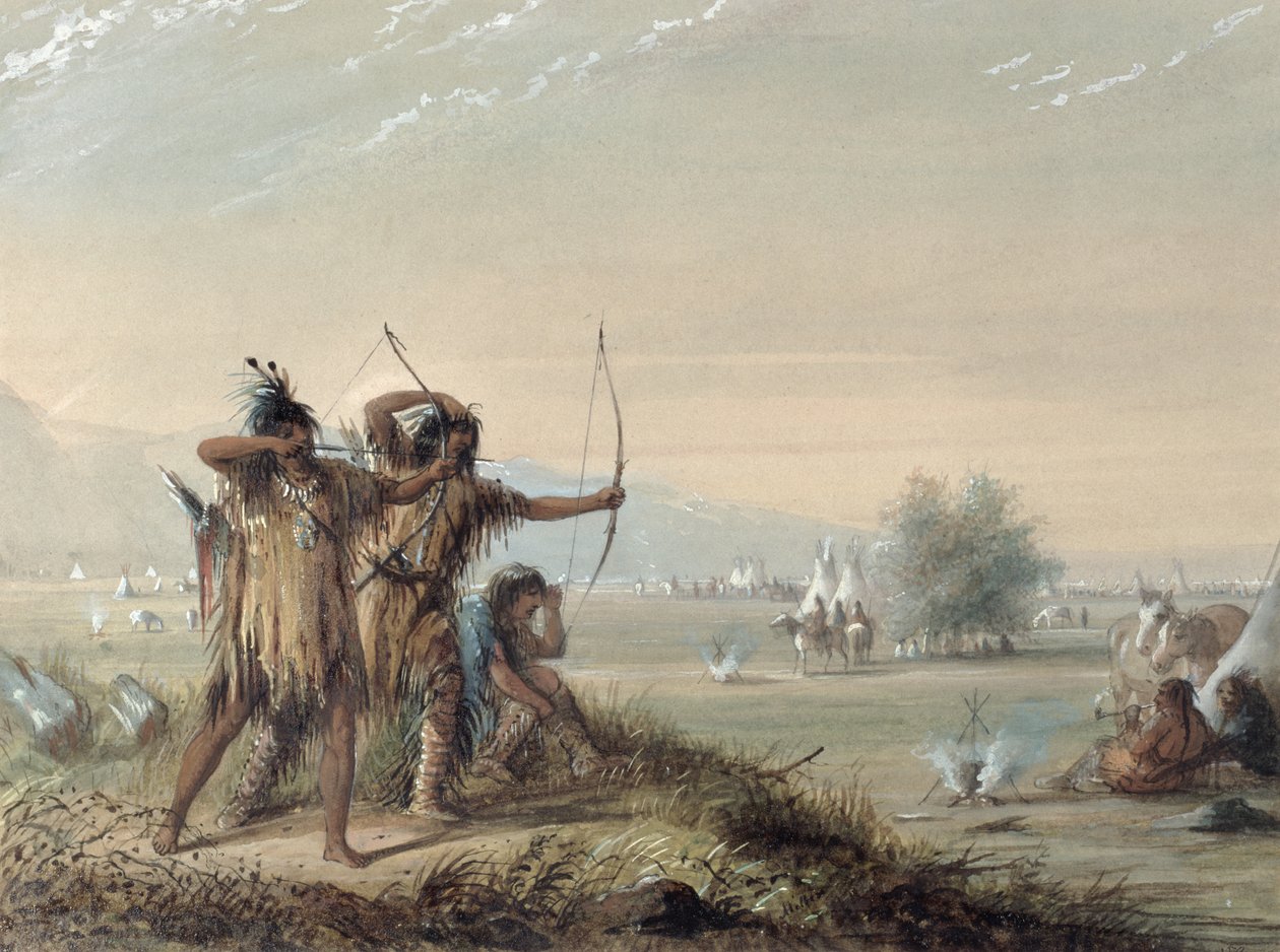 Slangeindianere tester buer, 1837 af Alfred Jacob Miller