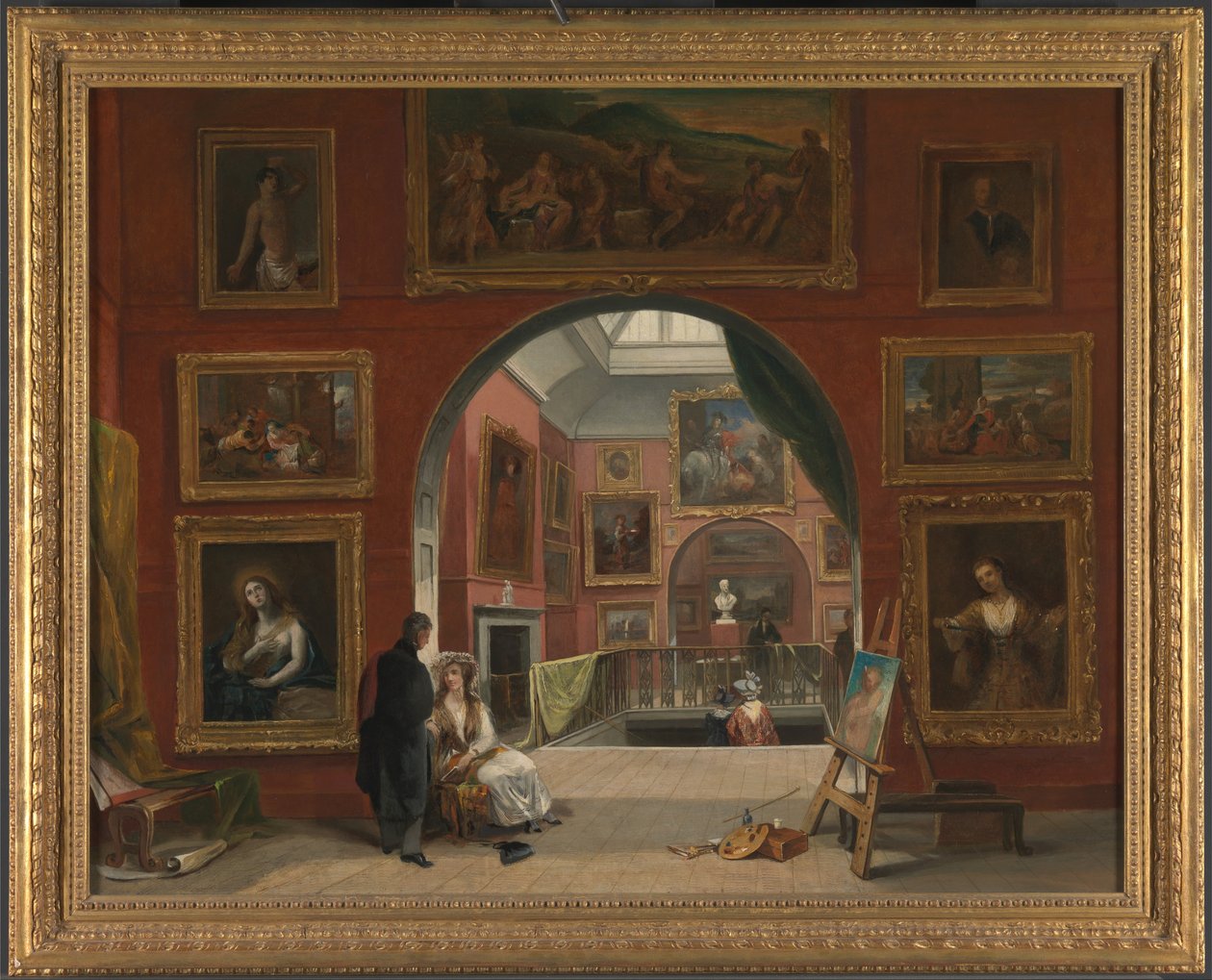 Interiør i den britiske institution Old Master Exhibition, sommer 1832 af Alfred Woolmer