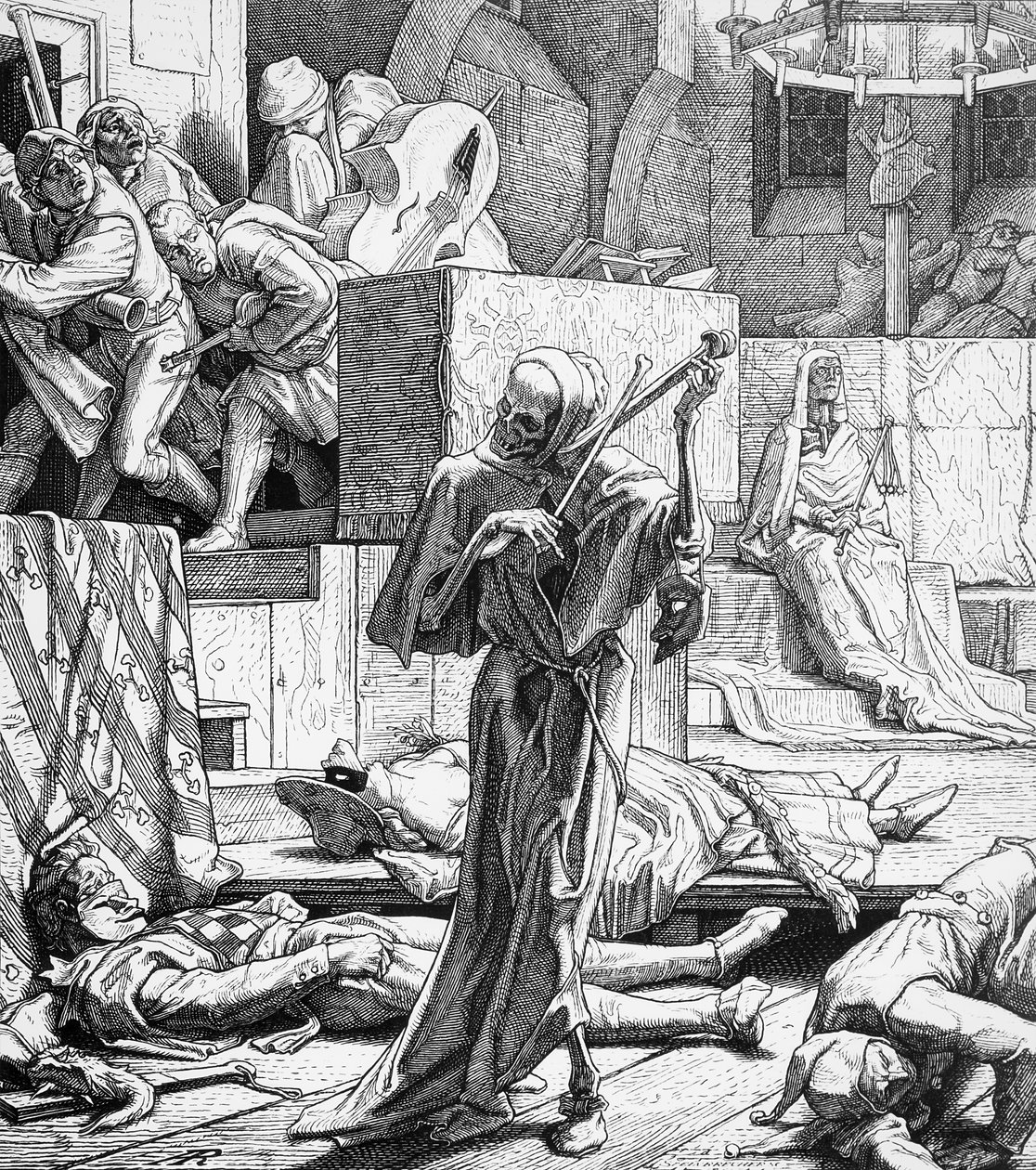 Death as Assassin, 1851 (trægravering) af Alfred Rethel