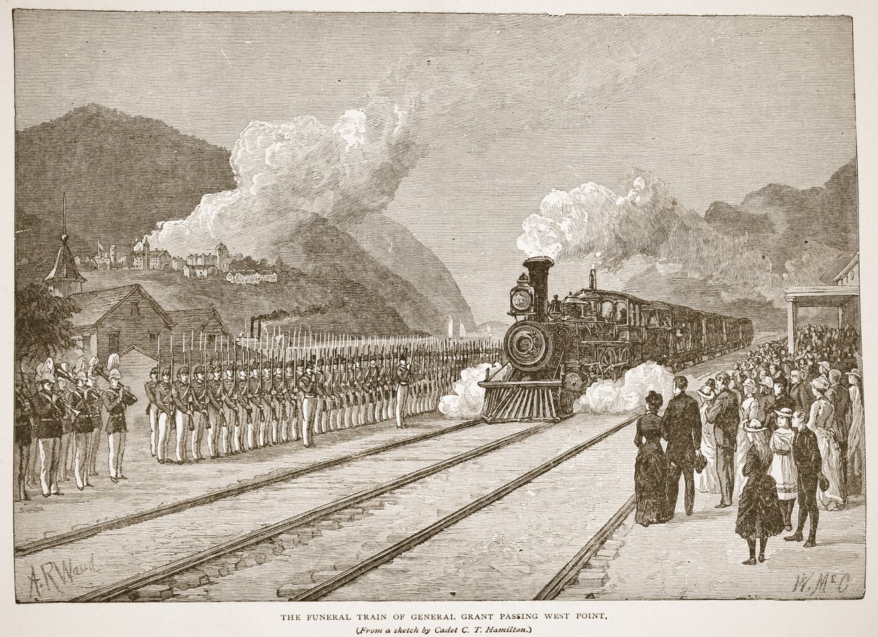 The Funeral Train of General Grant Passing West Point, fra en bogpub. 1896 af Alfred Rudolph Waud