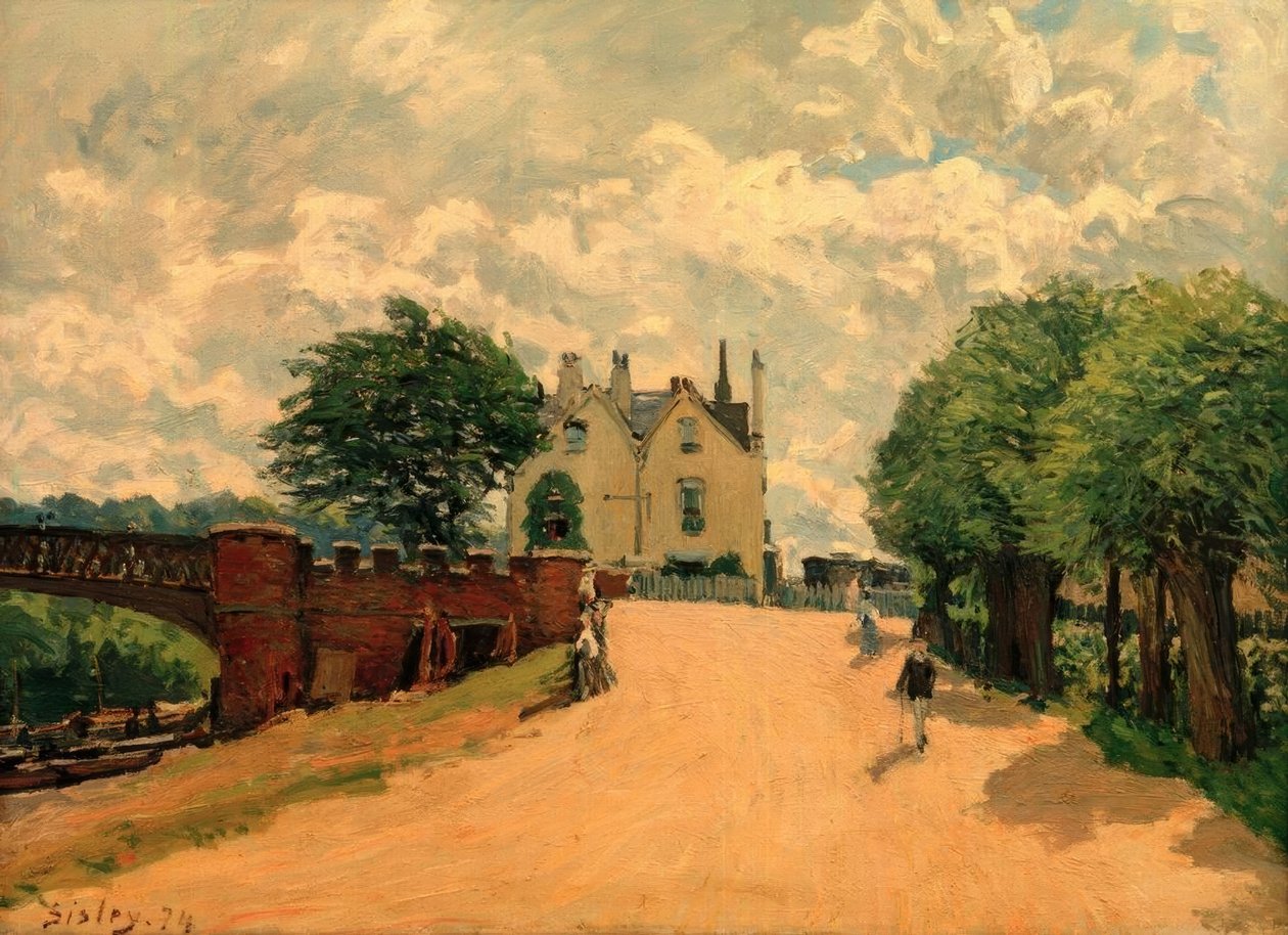 Ved broen ved Hampton Court af Alfred Sisley