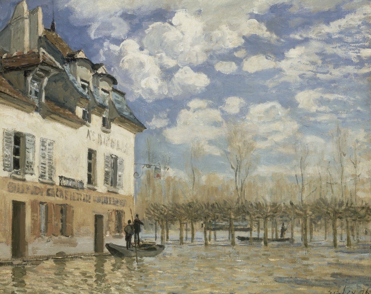 Båd i oversvømmelsen ved Port Marly af Alfred Sisley