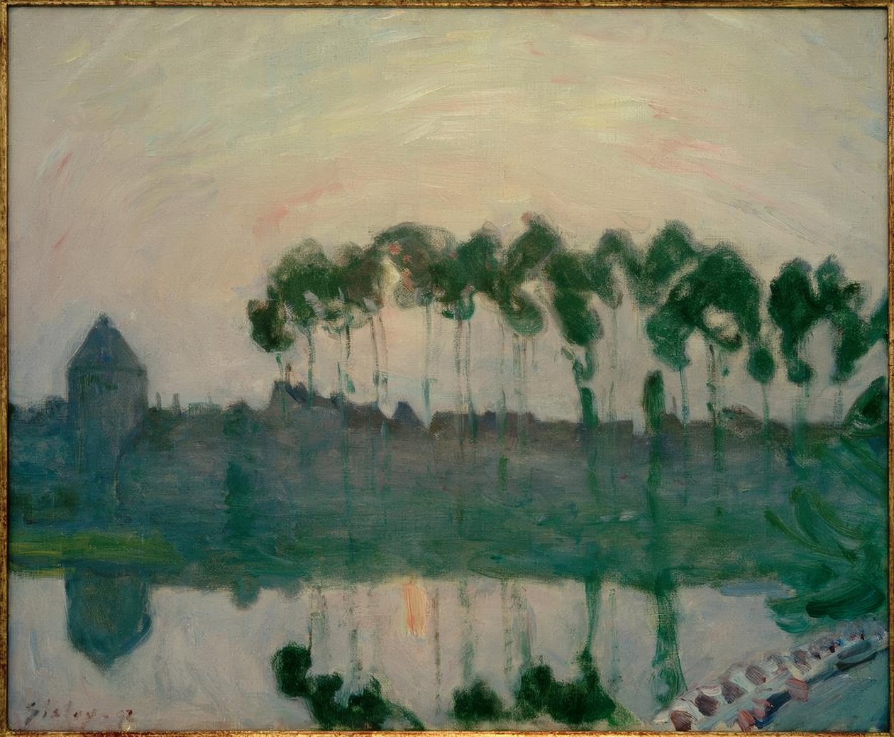 Solnedgang nær Moret af Alfred Sisley