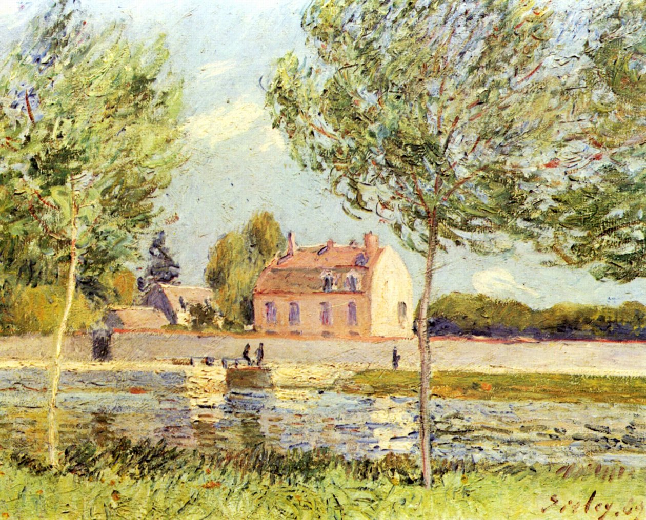 Huse på bredden af ​​Loing af Alfred Sisley