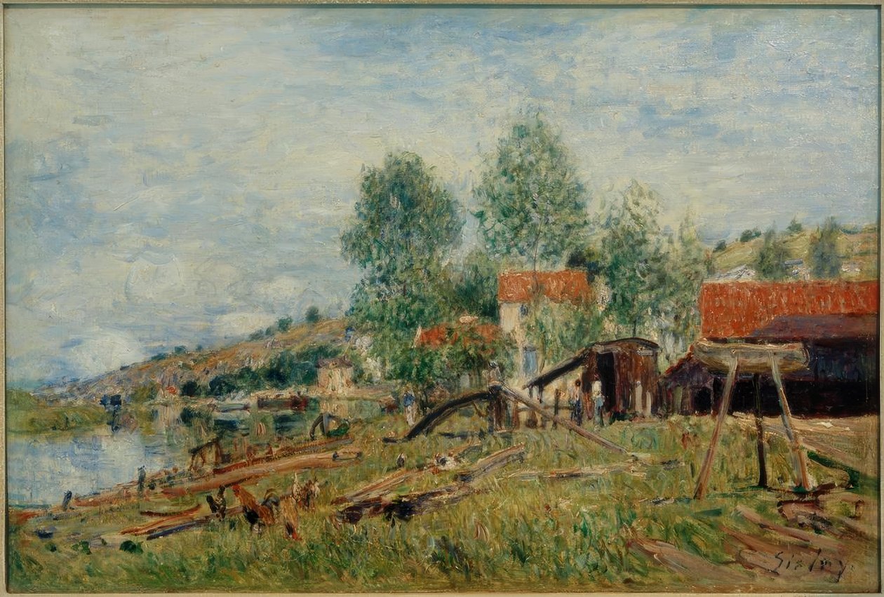 Pladsen i St. Mammès af Alfred Sisley