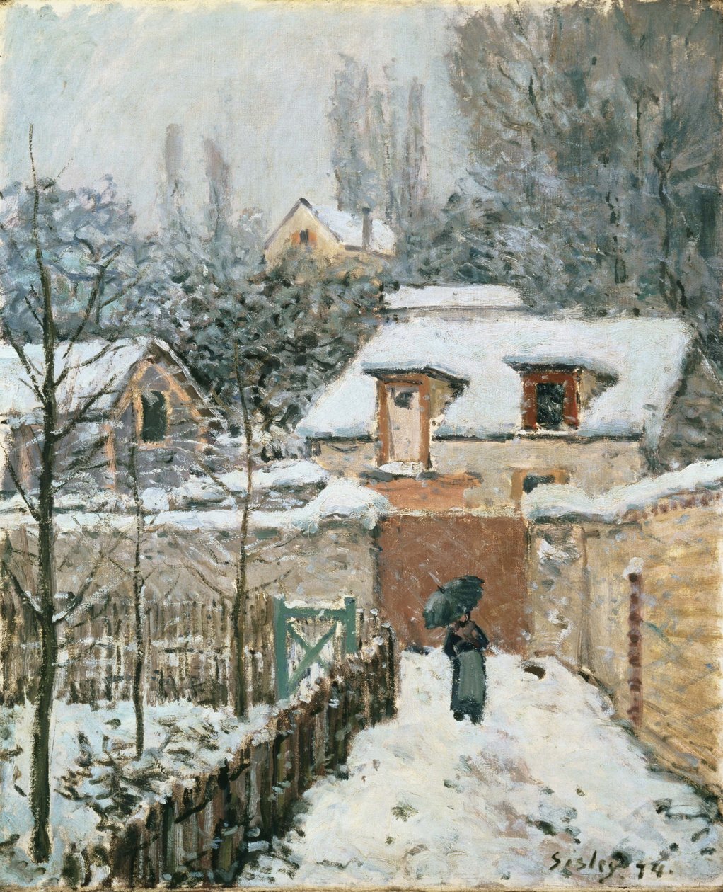Sne på Louveciennes af Alfred Sisley