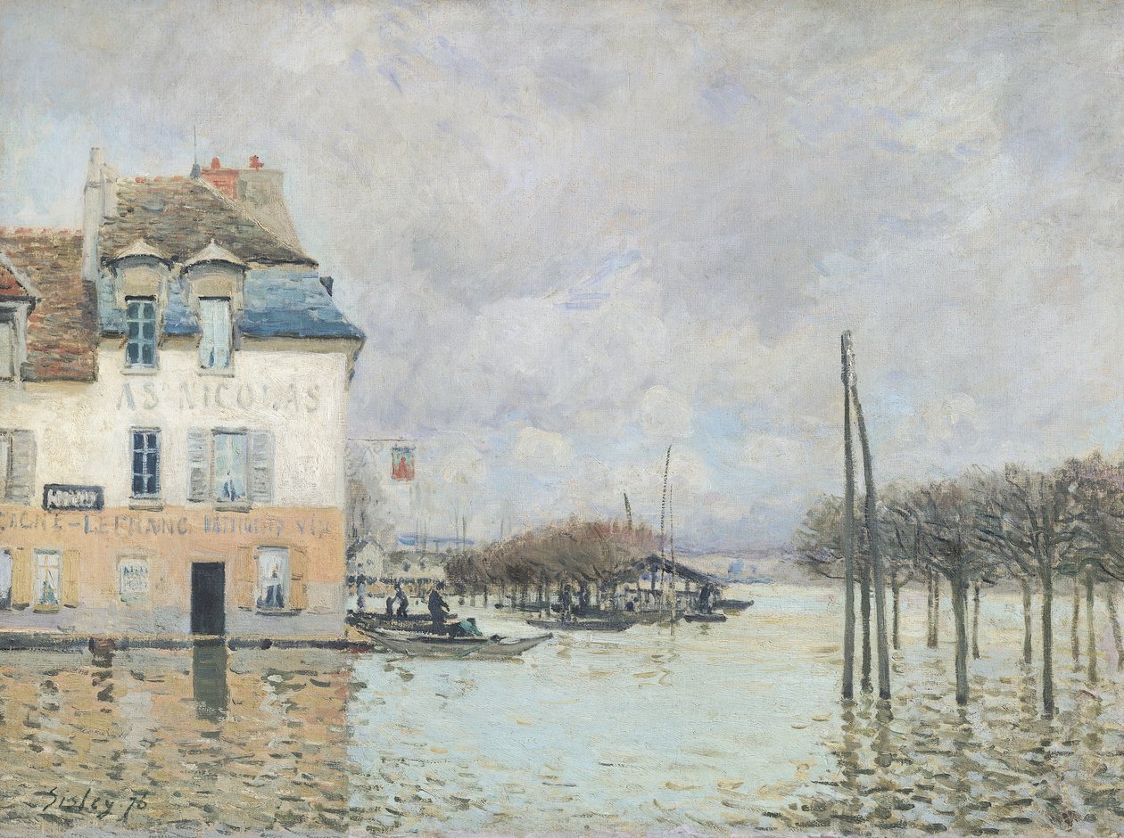 Oversvømmelsen i Port-Marly, 1876 af Alfred Sisley