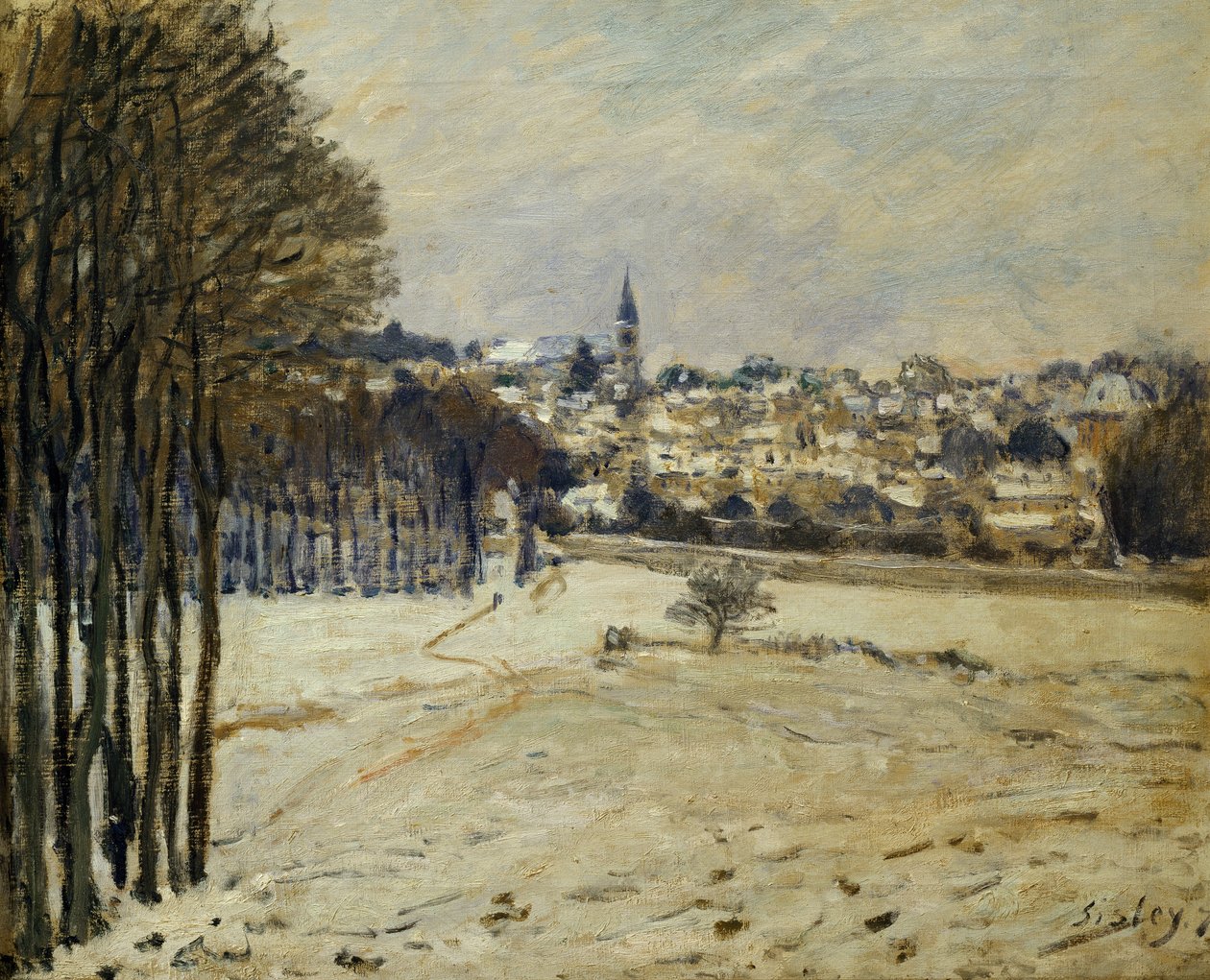Sneen ved Marly-le-Roi, 1875 af Alfred Sisley
