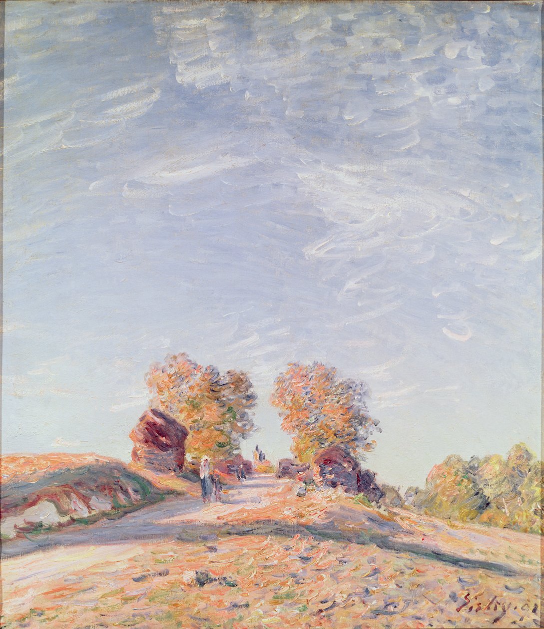 Uphill Road i Sunshine, 1891 af Alfred Sisley