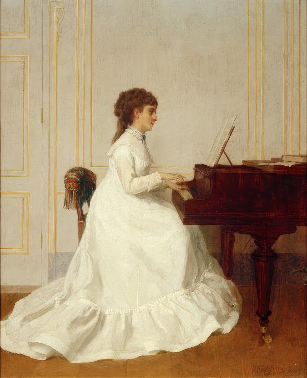 E. Gonzalès på klaveret / maleri af Alfred Stevens af Alfred Emile Stevens