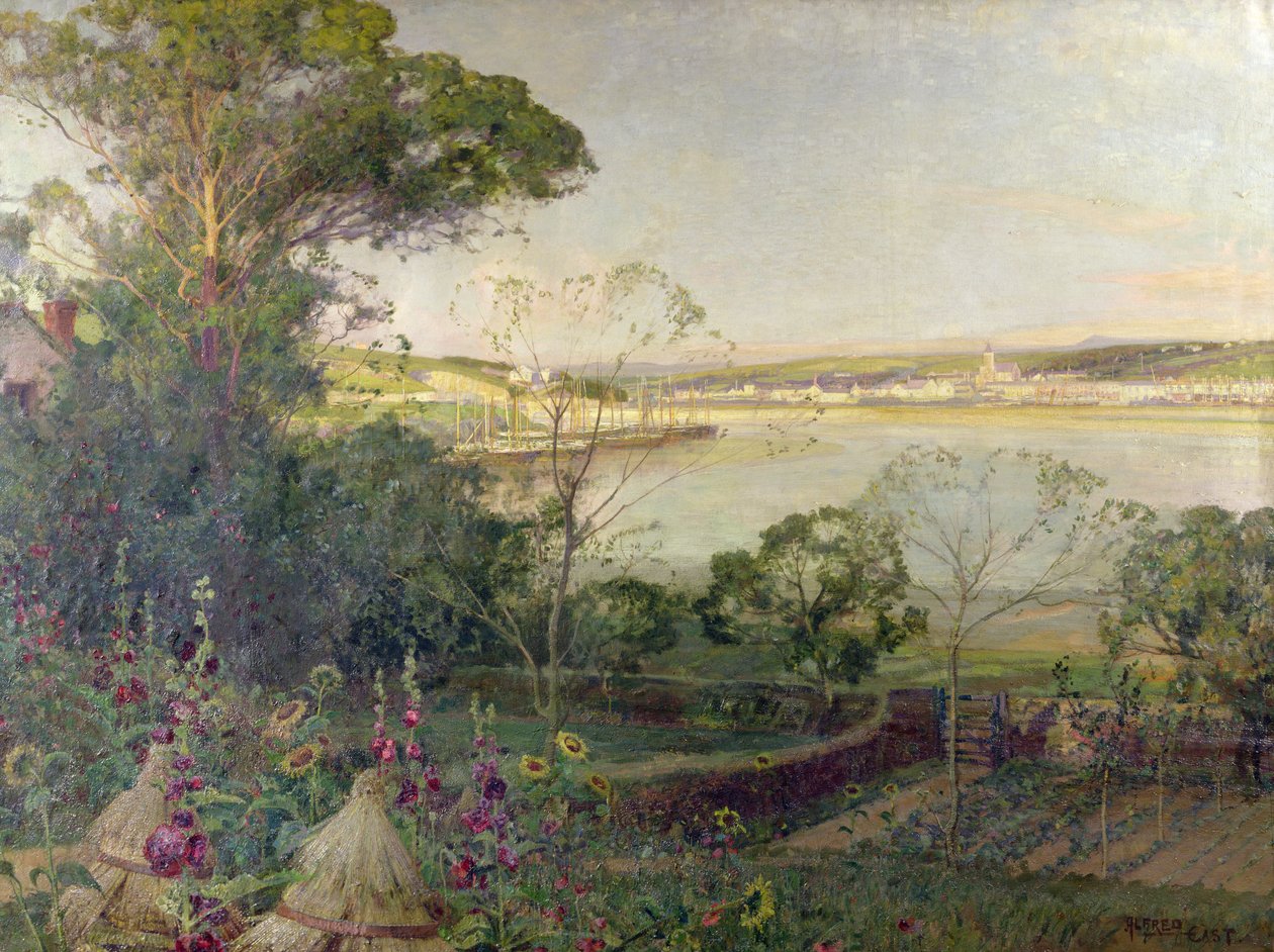 A Sunlit Haven (olie på lærred) af Alfred East