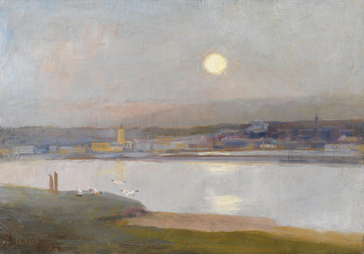 Moonrise Over Hayle, fra Lelant, ca. 1892 af Alfred East